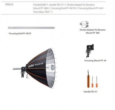 Kit Riflettore Parabolico 88cm LIGHT FOCUSING SYSTEM