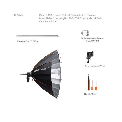 Kit Riflettore Parabolico 128cm LIGHT FOCUSING SYSTEM