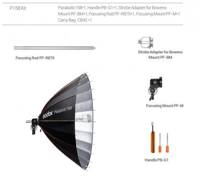 Kit Riflettore Parabolico 158cm LIGHT FOCUSING SYSTEM