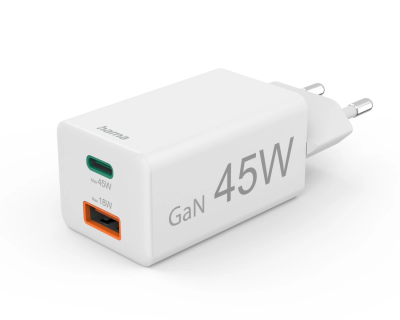 Caricatore da rete Fast Charger (GaN) USB-C + USB-A Power Delivery 45W