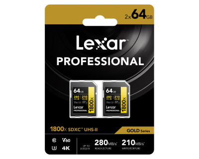 64GB Bipack Lexar Pro 1800x SDXC UHS-II V60 (R 280MB/s - W 210MB/s)