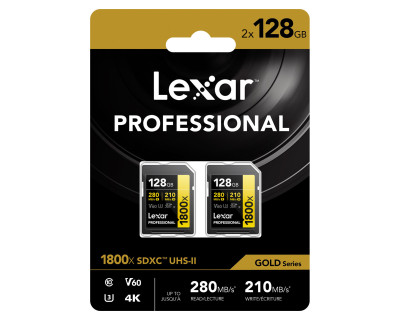 128GB Bipack Lexar Pro 1800x SDXC UHS-II V60 (R 280MB/s - W 210MB/s)