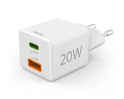 Caricatore da rete Fast Charger USB-C + USB-A Power Delivery 20W