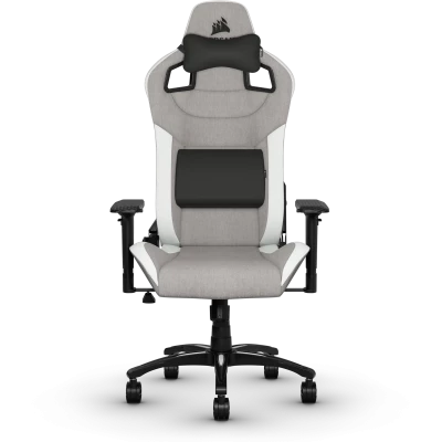 T3 RUSH, Fabric Gaming Chair, Gray/White