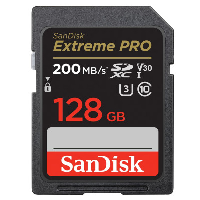 SD Extreme Pro 128GB XC (V30, U3, UHS I, C10 - 200MB/s lettura, 90MB/s scrittura)