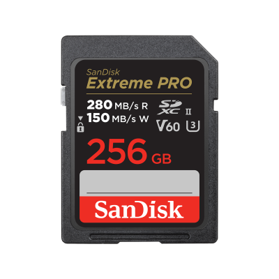 SD Extreme Pro 256GB XC (V60, U3, UHS II, C10 - 280MB/s lettura, 150MB/s scrittura)